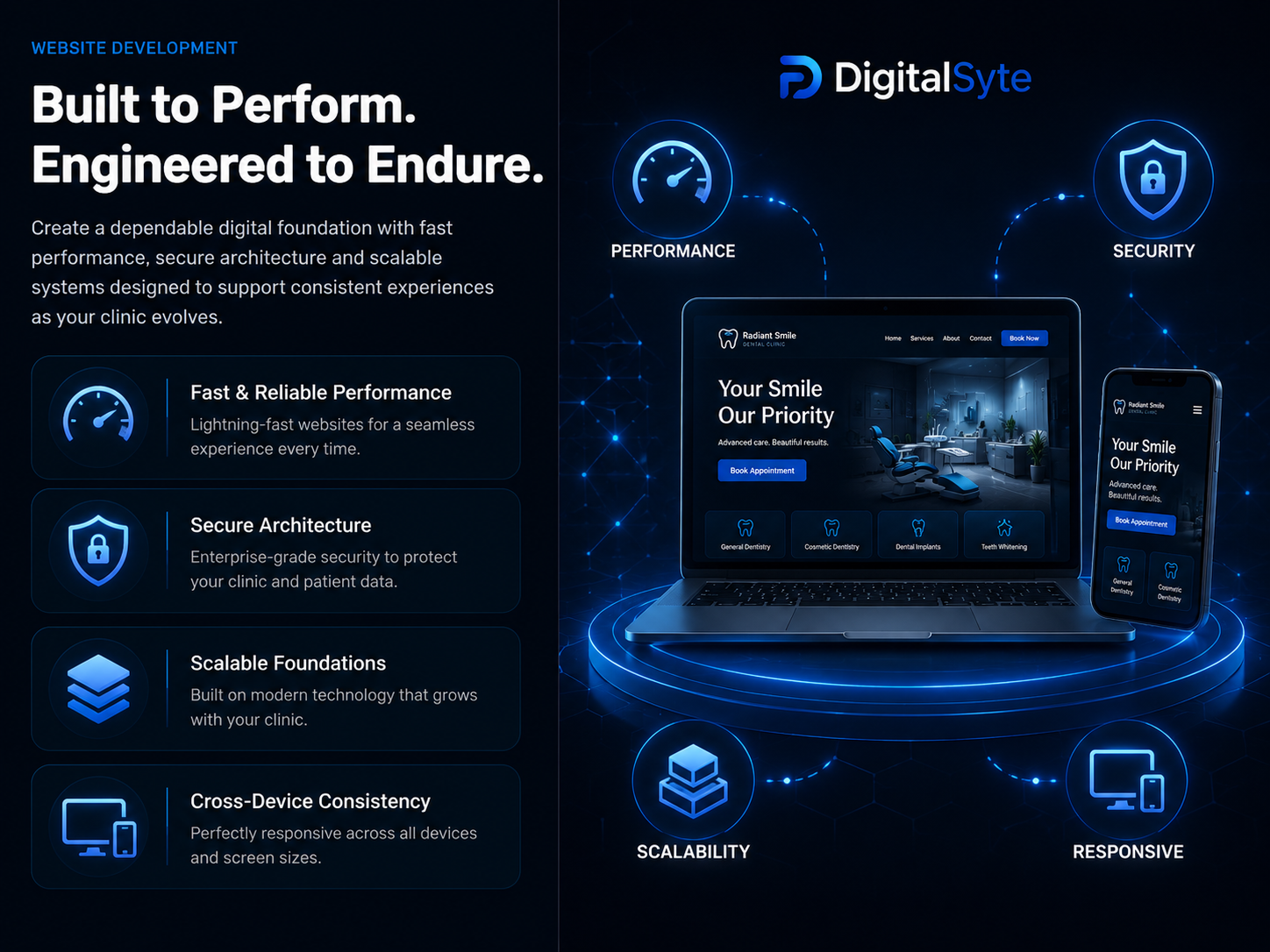 DigitalSyte secure scalable and high-performance clinic website development visual