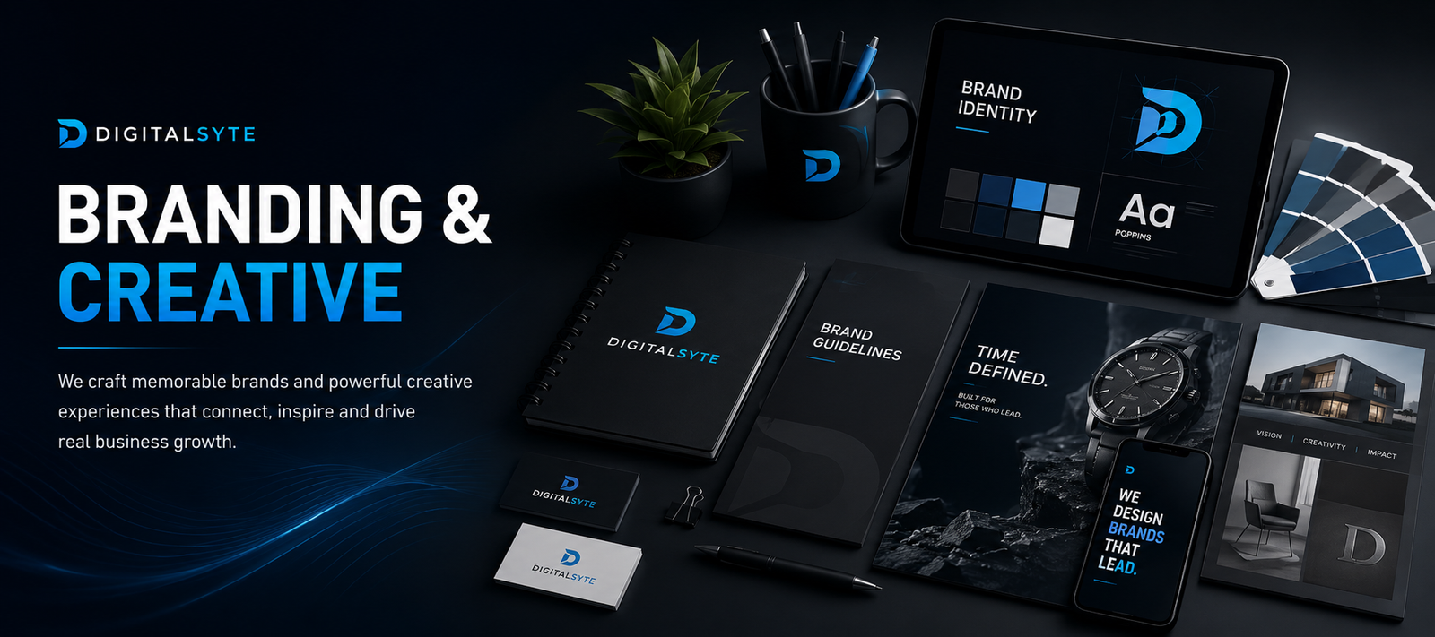 DigitalSyte branding and creative services featuring brand identity design guidelines typography colors and digital brand experiences